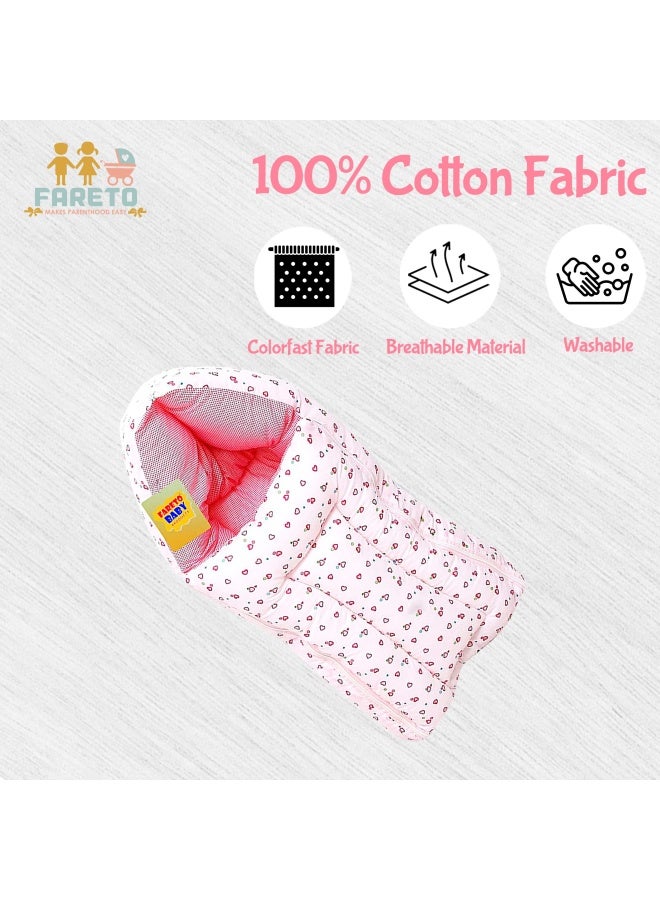 FARETO Gift Pack Combo Of 2 New Born Baby Sleeping Bag Cum Carry Bag 0 6Months Pink And Blue - Image 5