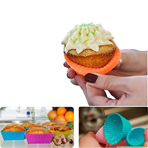 IELEK Silicone Cupcake Liners Baking Cups Non-Stick Jumbo Reusable Muffin Molds Bento Bundle Lunch Box Dividers (30-Pack) - Image 2
