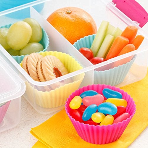IELEK Silicone Cupcake Liners Baking Cups Non-Stick Jumbo Reusable Muffin Molds Bento Bundle Lunch Box Dividers (30-Pack) - Image 4