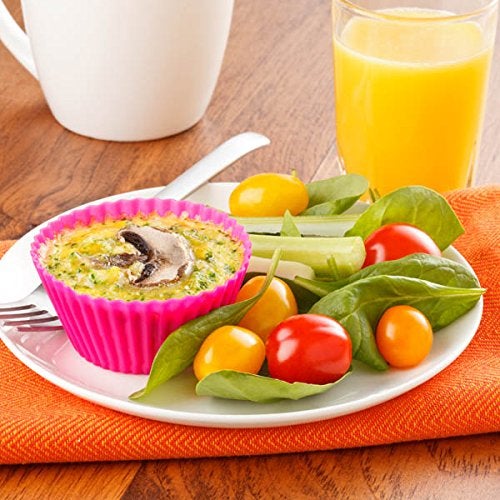 IELEK Silicone Cupcake Liners Baking Cups Non-Stick Jumbo Reusable Muffin Molds Bento Bundle Lunch Box Dividers (30-Pack) - Image 5