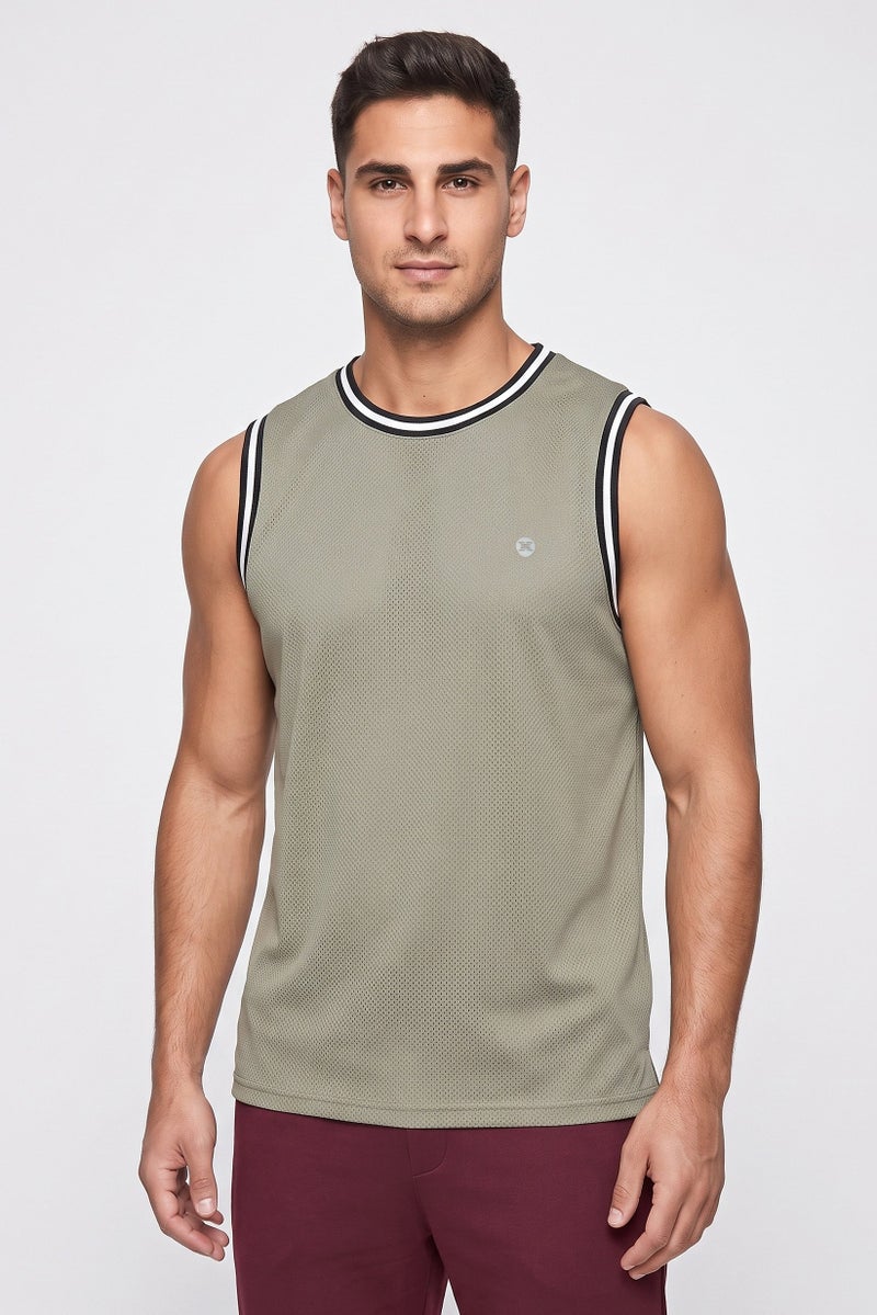 RBX Men Sportswear Fit Sleeveless Basketball Vest, Sage Green - Image 1