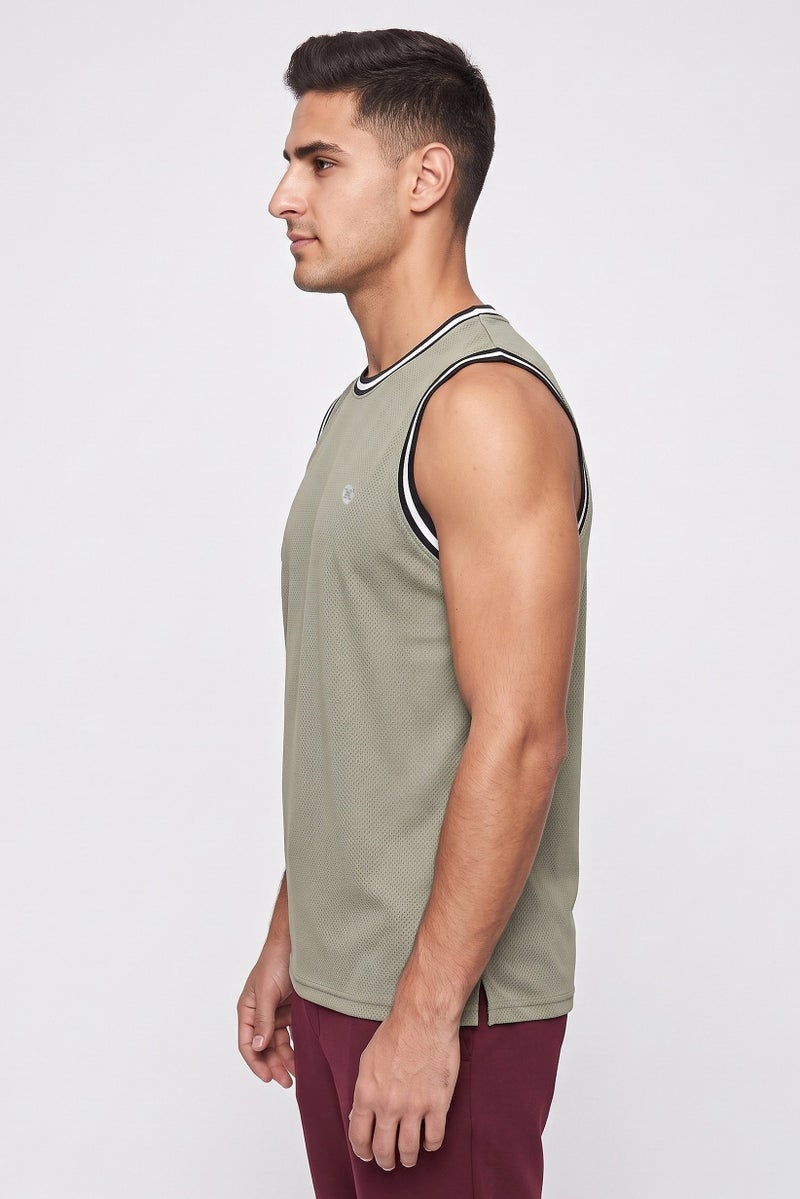 RBX Men Sportswear Fit Sleeveless Basketball Vest, Sage Green - Image 3