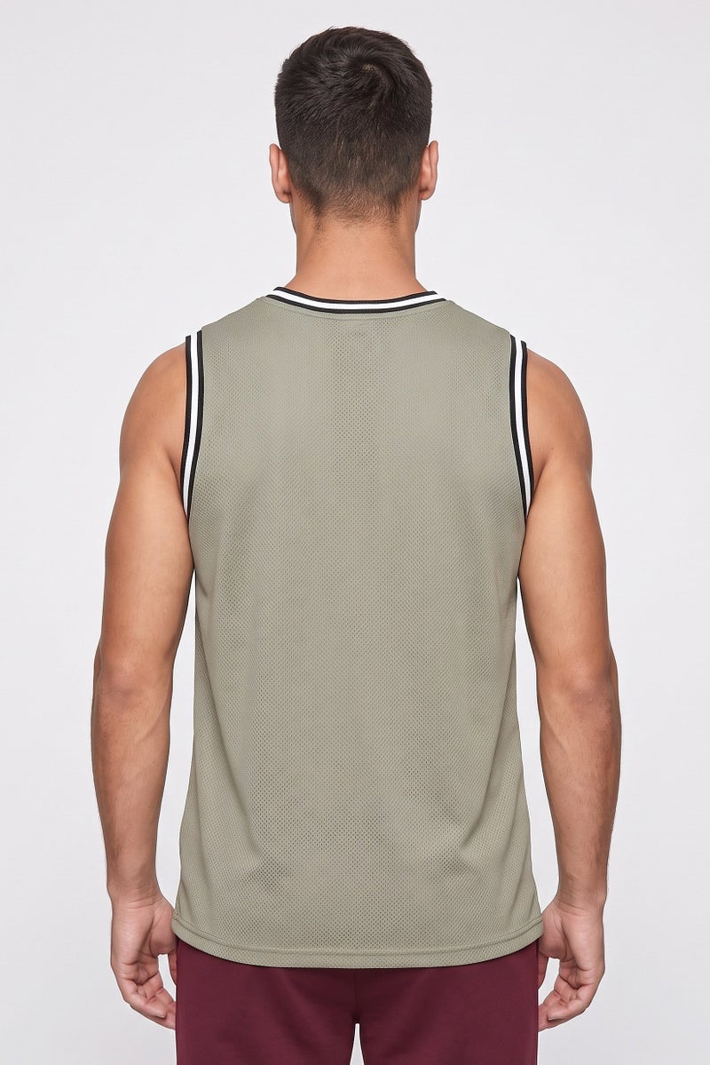 RBX Men Sportswear Fit Sleeveless Basketball Vest, Sage Green - Image 4