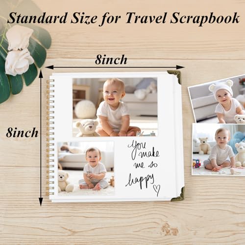 Joyberg Scrapbook 80 Pages Scrapbooking Supplies 8 x 8 In Scrapbook Album Suitable for Album Memory Book Wedding Anniversary Family DIY Craft Projects White - Image 3