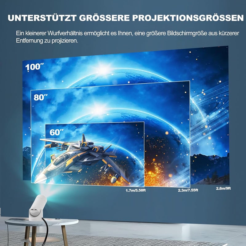 Mini Projector with Bluetooth 5.0, P2 Portable Projector 13000L Support 4K with WiFi6 Electric Keystone Correction Video Projector, 180°Rotatable Stand for Home Movie - Image 4