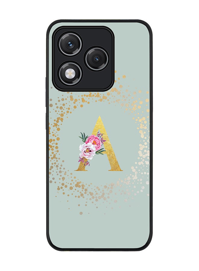 Stylizedd For Honor 400 Lite Case,Slim fit Camera Protection, Shockproof Thin Phone cover  - Custom Monogram Floral - A  (Light Grey )
