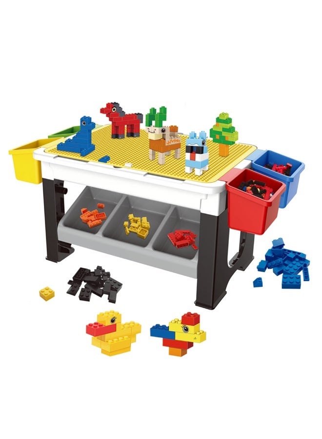Kikibebe Multifunctional 300pcs Building Block Table Set with Chair, Storage Bins, and Educational Toys for Kids – Creative Play & Learning Space - Image 1