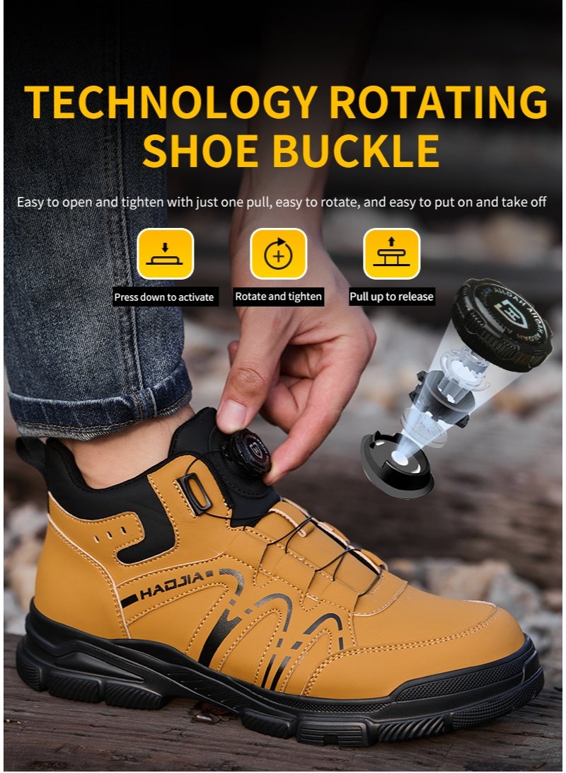 أحذية أمان رجالية ذات أصابع فولاذية، خفيفة الوزن ومريحة، مقاومة للثقب ومقاومة للانزلاق، مقاومة للتآكل ومتينة، مريحة لفترات طويلة من الوقوف، خفيفة الوزن وجيدة التهوية، أحذية عمل يمكن ارتداؤها أيضًا كأحذية رياضية عصرية. - Image 5