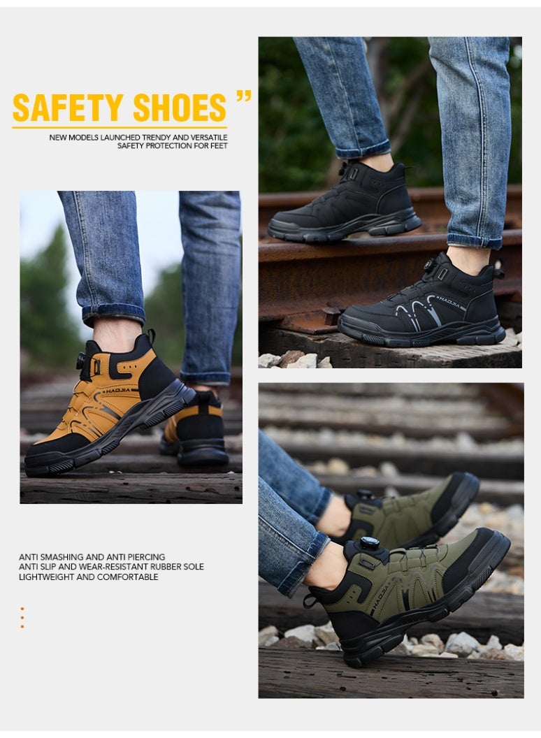 أحذية أمان رجالية ذات أصابع فولاذية، خفيفة الوزن ومريحة، مقاومة للثقب ومقاومة للانزلاق، مقاومة للتآكل ومتينة، مريحة لفترات طويلة من الوقوف، خفيفة الوزن وجيدة التهوية، أحذية عمل يمكن ارتداؤها أيضًا كأحذية رياضية عصرية. - Image 2