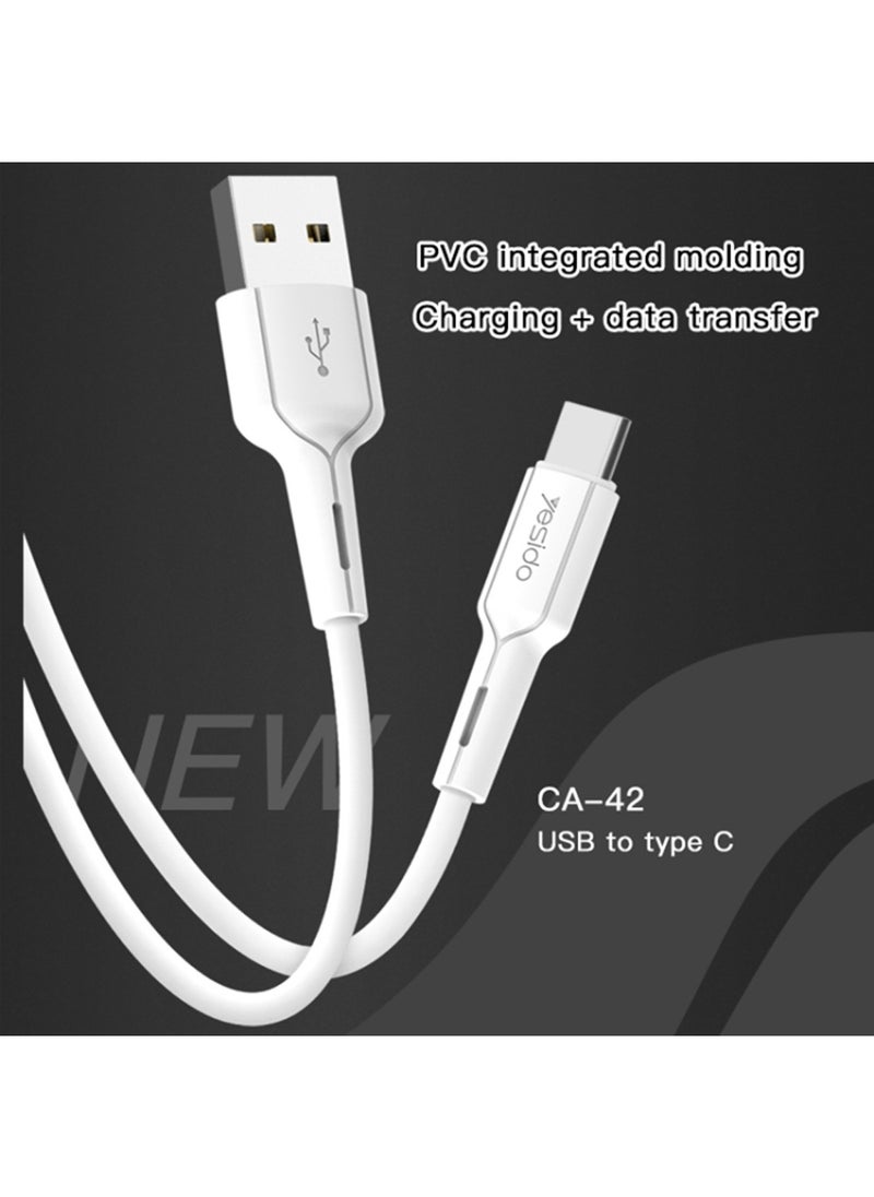 Yesido - CA42 2.4A USB To USB-C / Type-C Charging Cable, Length 1m White - Image 1
