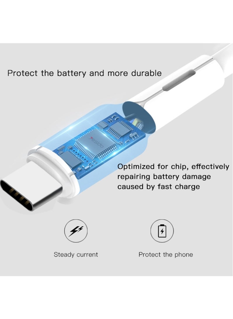 Yesido - CA42 2.4A USB To USB-C / Type-C Charging Cable, Length 1m White - Image 1