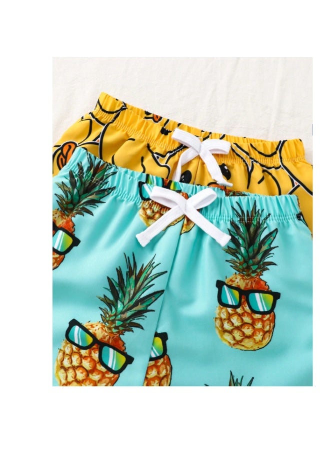 Boys' printed shorts swimsuit, multi-colored, with a childlike graphic pattern suitable for summer (6 years old) - Image 2