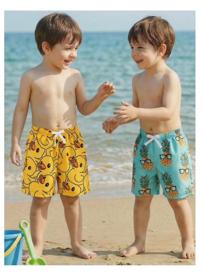 Boys' printed shorts swimsuit, multi-colored, with a childlike graphic pattern suitable for summer (6 years old) - Image 5