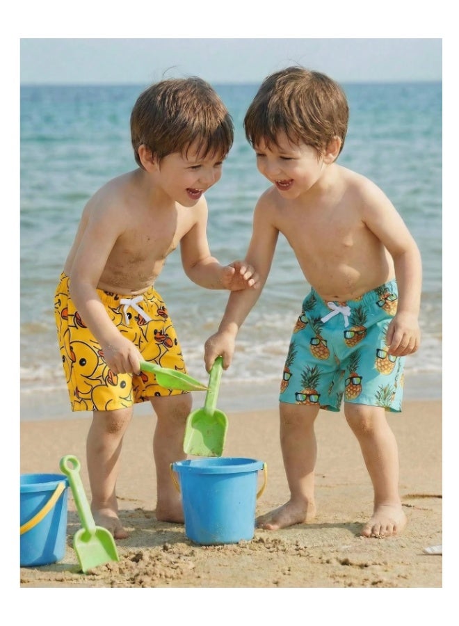 Boys' printed shorts swimsuit, multi-colored, with a childlike graphic pattern suitable for summer (6 years old) - Image 3