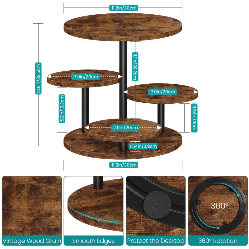 ELITEROO 4 Tier Round Cupcake Tower Stand for 50 Cupcakes, 360Â° Rotating Wood Cake Stand with Tiered Trays, Farmhouse Cookie Stand for Dessert Table Display for Wedding Birthday Baby Shower Tea Party - Image 4