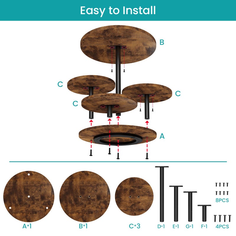 ELITEROO 4 Tier Round Cupcake Tower Stand for 50 Cupcakes, 360Â° Rotating Wood Cake Stand with Tiered Trays, Farmhouse Cookie Stand for Dessert Table Display for Wedding Birthday Baby Shower Tea Party - Image 5