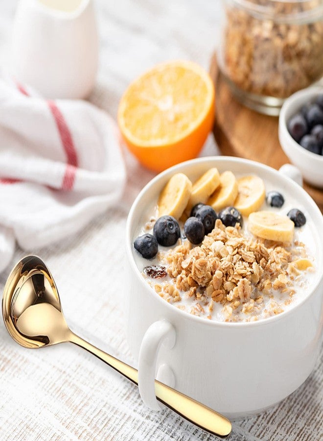 GuDoQi Soup Ladle, 3 Pack Durable 304 Stainless Steel with Polished Titanium Plated Big Volume Soup Spoon, Kitchen Gadget Utensil,8 Inch, Gold - Image 4