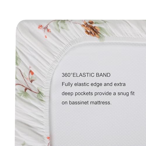 Onacosht Muslin Bassinet Sheets 3 Pack, 100% Cotton Baby Fitted Sheet 33" x 19" Compatible with Mika Micky, KoolaBaby (3 in 1), BabyBond, HARPPA and RICUTON Bedside Bassinet, Green and Botanical - Image 4