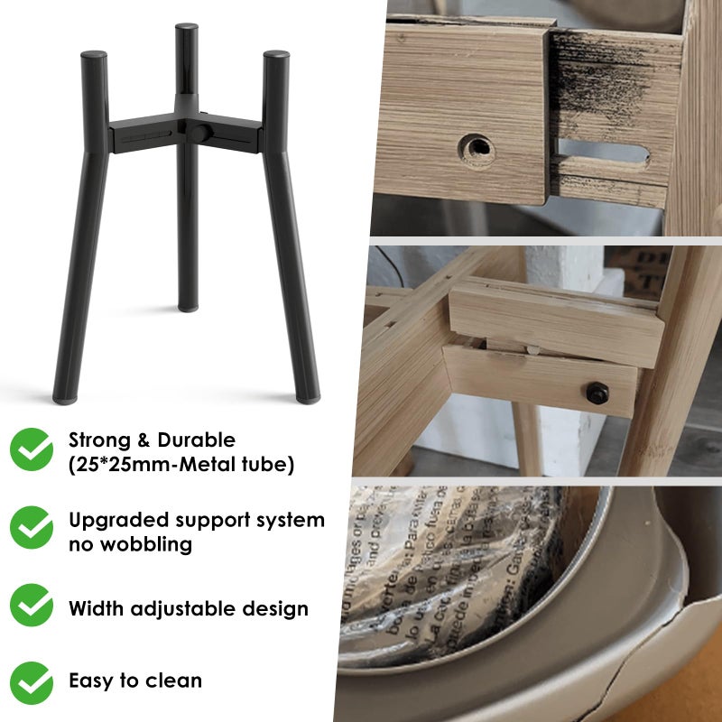 TIDANT Dog Bowl Stand for Large Dogs, Adjustable Width 7-10.6" Elevated Dog Bowlsï¼Œ13.7in Tall Raised Food Water Stand, Single Holder, Bowl Not Included - Image 4