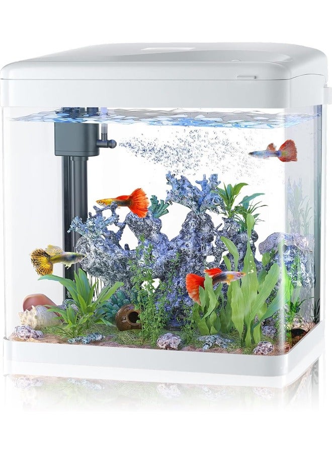 L&E Betta Fish Tank,3 Gallon Glass Aquarium with Air Pump,LED Cool Lights and Filter,Small Fish Tank for Betta Fish Starter Kit,Desktop Small Fish Tank for Betta Fish,Shrimp,Goldfish - Image 1