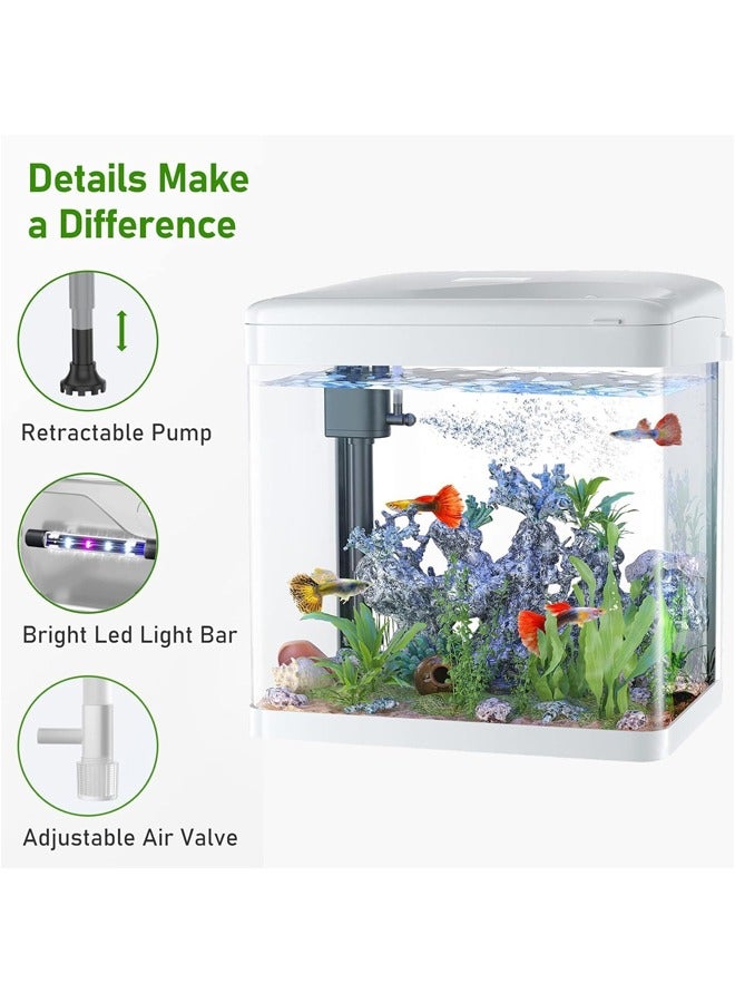 L&E Betta Fish Tank,3 Gallon Glass Aquarium with Air Pump,LED Cool Lights and Filter,Small Fish Tank for Betta Fish Starter Kit,Desktop Small Fish Tank for Betta Fish,Shrimp,Goldfish - Image 2