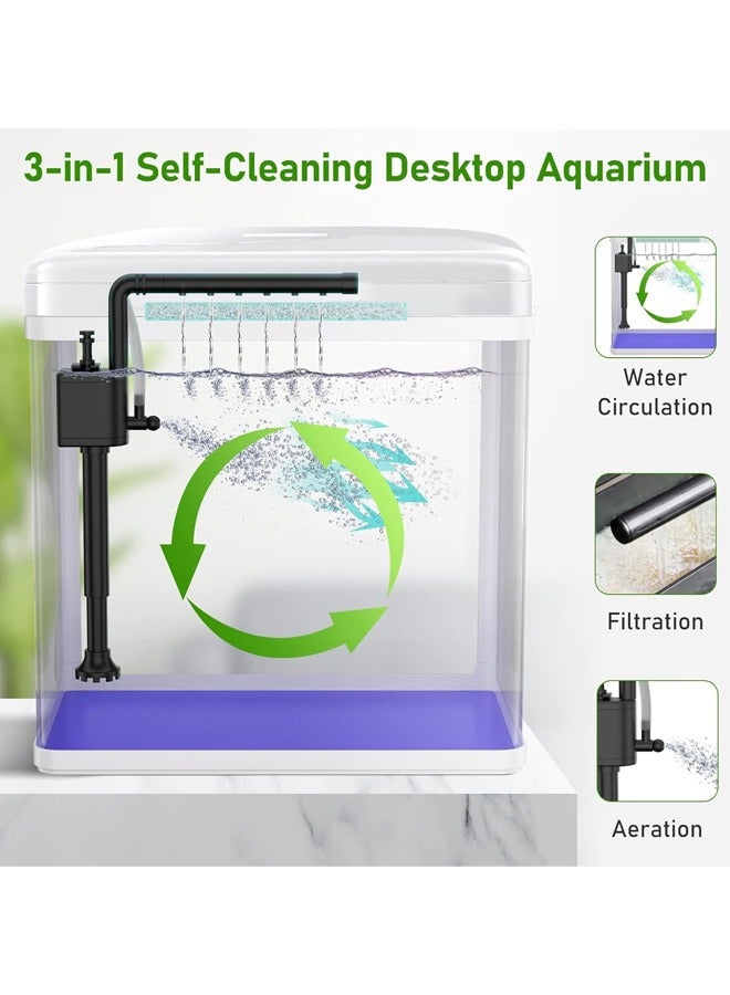 L&E Betta Fish Tank,3 Gallon Glass Aquarium with Air Pump,LED Cool Lights and Filter,Small Fish Tank for Betta Fish Starter Kit,Desktop Small Fish Tank for Betta Fish,Shrimp,Goldfish - Image 3