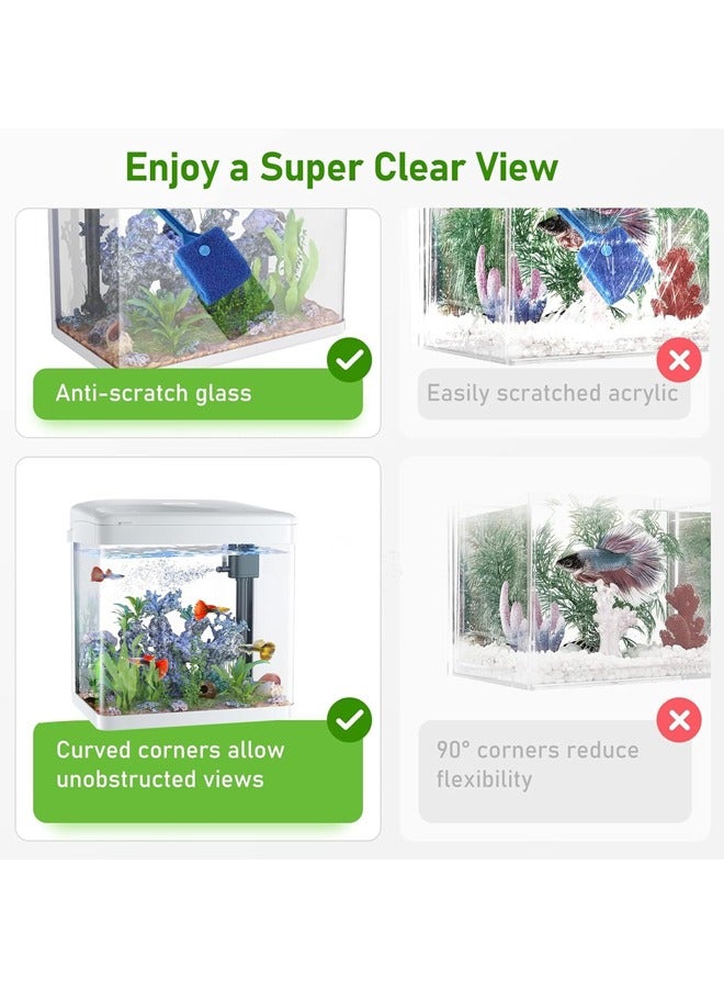 L&E Betta Fish Tank,3 Gallon Glass Aquarium with Air Pump,LED Cool Lights and Filter,Small Fish Tank for Betta Fish Starter Kit,Desktop Small Fish Tank for Betta Fish,Shrimp,Goldfish - Image 4