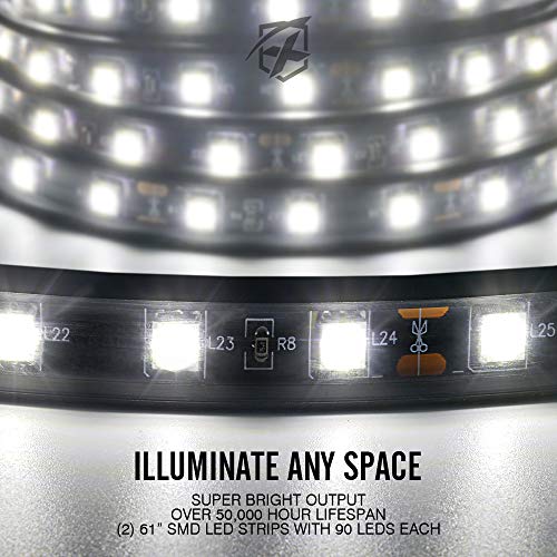 Xprite مجموعة أضواء شريط LED بيضاء بطول 60 بوصة لشاحنة، شريط إضاءة زخرفي لشاحنات البيك أب، غطاء الشاحنة، فان، SUV، RV، قارب، مع مفتاح تشغيل/إيقاف - 2 قطعة - Image 2