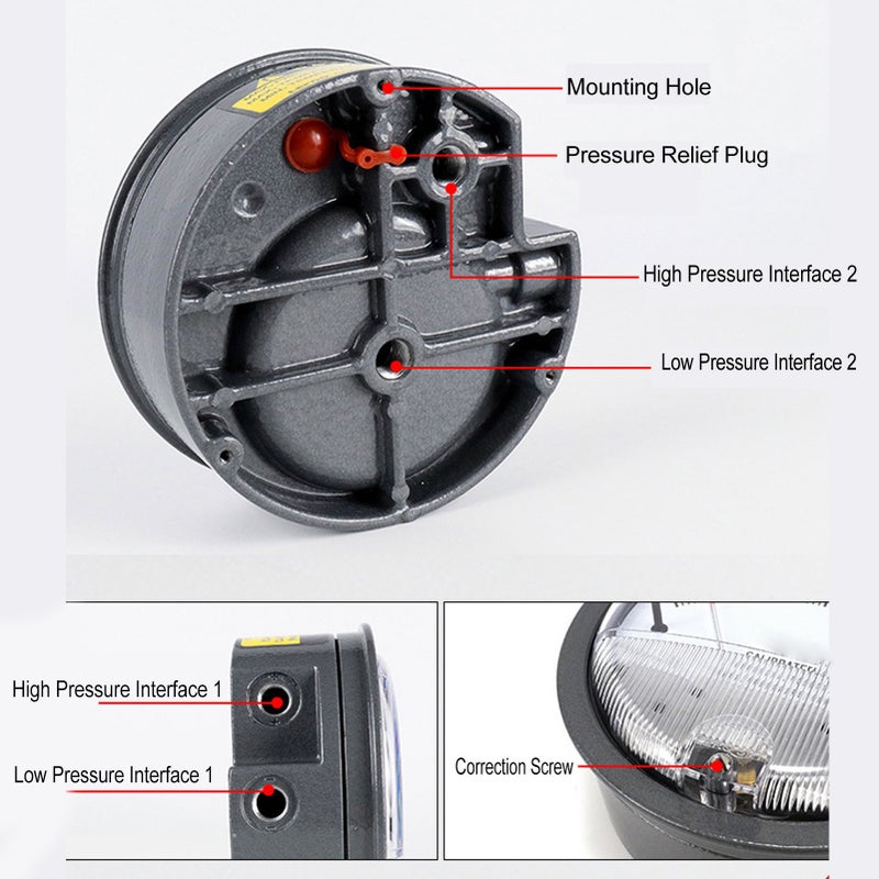 Differential Pressure Gauge Dial High Accuracy 1/8in NPT Aluminium for Electronics - Image 4