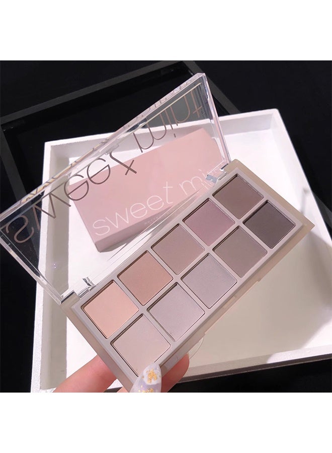 Sweet Mint 10 Colors Nude Eyeshadow Palette, Taupe Brown Mavue Matte Eye Shadow Palette Makeup, Neutral Grey Smokey Eye Pallete, Ultra-Blendable, Long Lasting Natural Eyeshadow for Older Women, Cement - Image 5