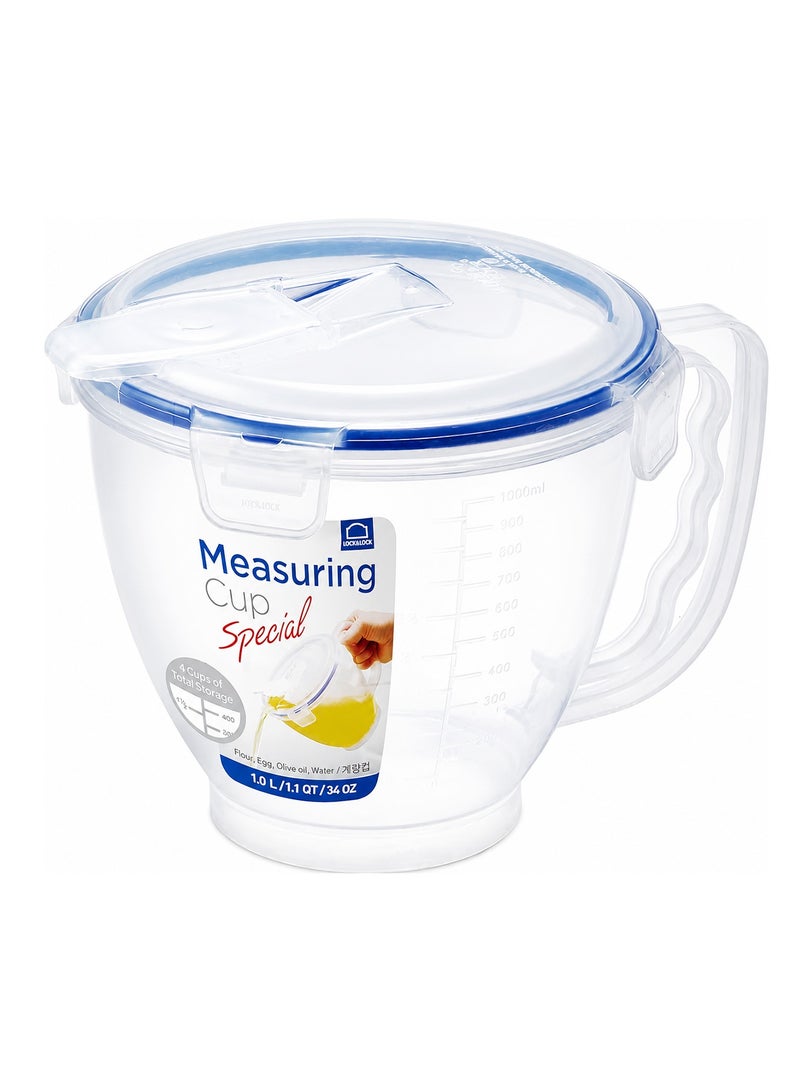 LOCK & LOCK LocknLock Measuring Cup with Lid 1L BPA-Free Airtight Leakproof Lid Mixing Cup with Clear Measurement Markings for Baking, Cooking, Mixing & Food Storage - Image 1