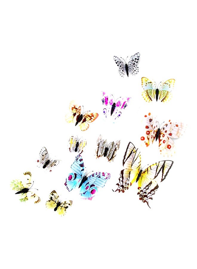 NIBEMINENT 12-Piece 3D Butterfly Wall Stickers Set Multicolour - Image 1