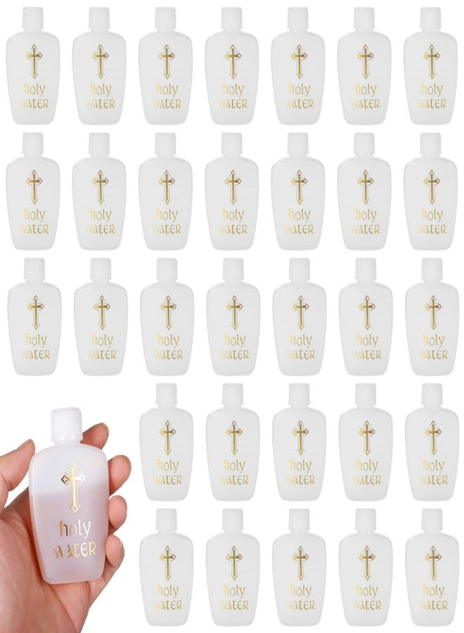 Homaisson 40 Pcs Holy Water Bottles, 2.03 oz/60 ml White Plastic Bottles with Cross Design, Reusable Empty Water Containers for Religious Ceremonies, Baptism Parties, Personal Use, and Church Services - Image 1