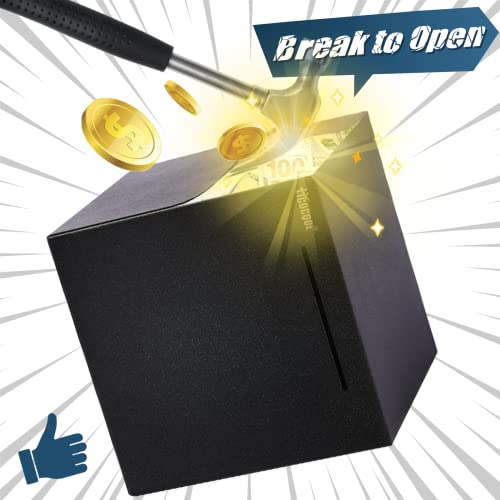 hicocool Piggy Bank for Adults Must Break to Open Large, Stainless Steel Adult Piggy Bank for Real Money, Unbreakable Metal Money Bank for Cash Saving(7.9 inches, Black) - Image 5