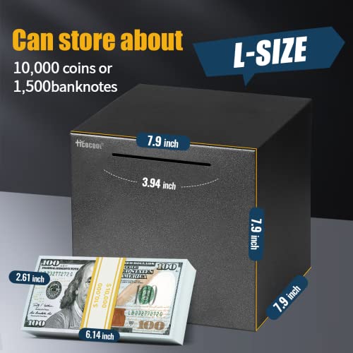 hicocool Piggy Bank for Adults Must Break to Open Large, Stainless Steel Adult Piggy Bank for Real Money, Unbreakable Metal Money Bank for Cash Saving(7.9 inches, Black) - Image 2