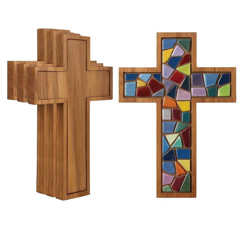 Colingmill 4 Pcs Acacia Wood Crosses for Crafts 9 x 12 Unfinished Wooden Cross for Church Baptism Sunday Party School Crafts DIY Home Room Wall Decoration - Image 2