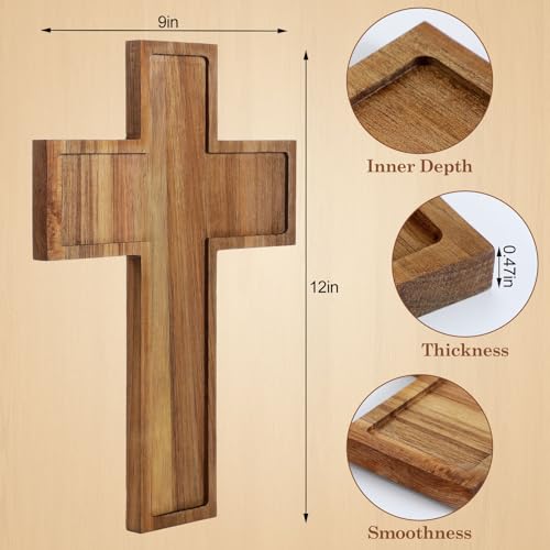 Colingmill 4 Pcs Acacia Wood Crosses for Crafts 9 x 12 Unfinished Wooden Cross for Church Baptism Sunday Party School Crafts DIY Home Room Wall Decoration - Image 3