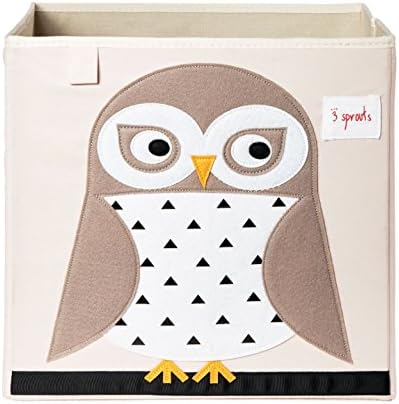3 Sprouts Cube Storage Box - Organizer Container For Kids & Toddlers, Owl - Image 1