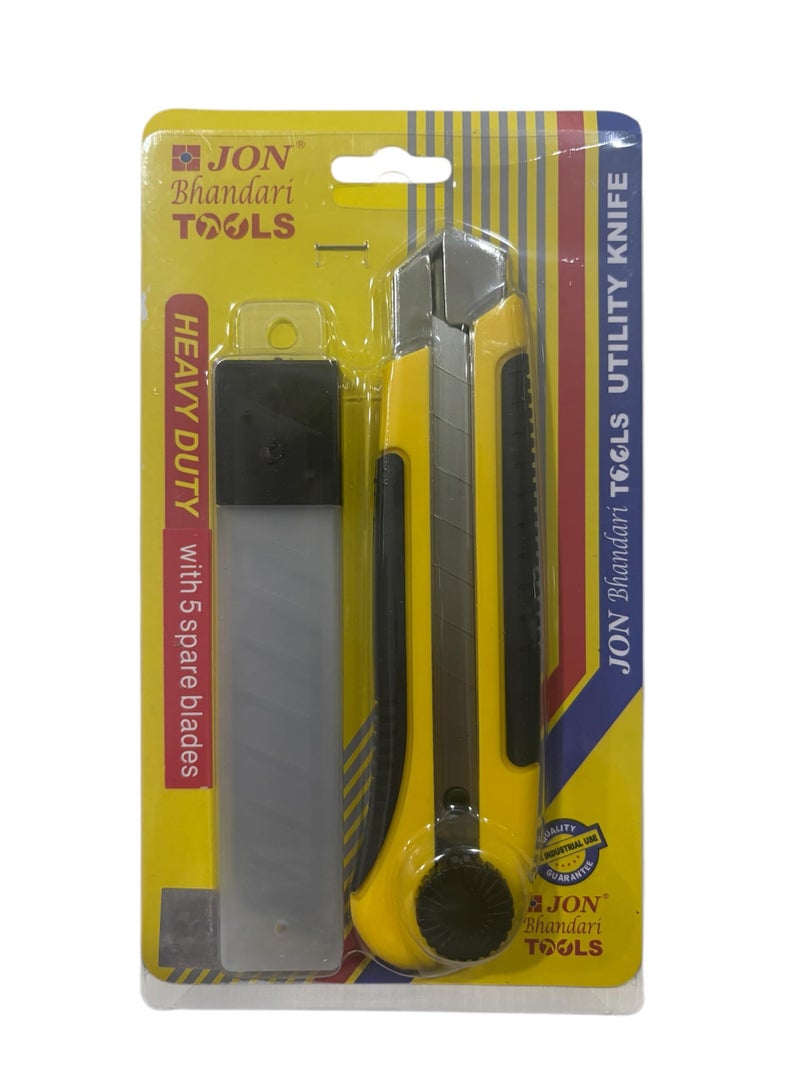 Jon Bhandari Tools Heavy-Duty Utility Knife – 25mm Steel Blade Cutter with Ergonomic Grip for Precision Cutting of Plastic, Cardboard, Wood, Textiles, Carpet, Leather, Drywall, Cloth & More - Image 2