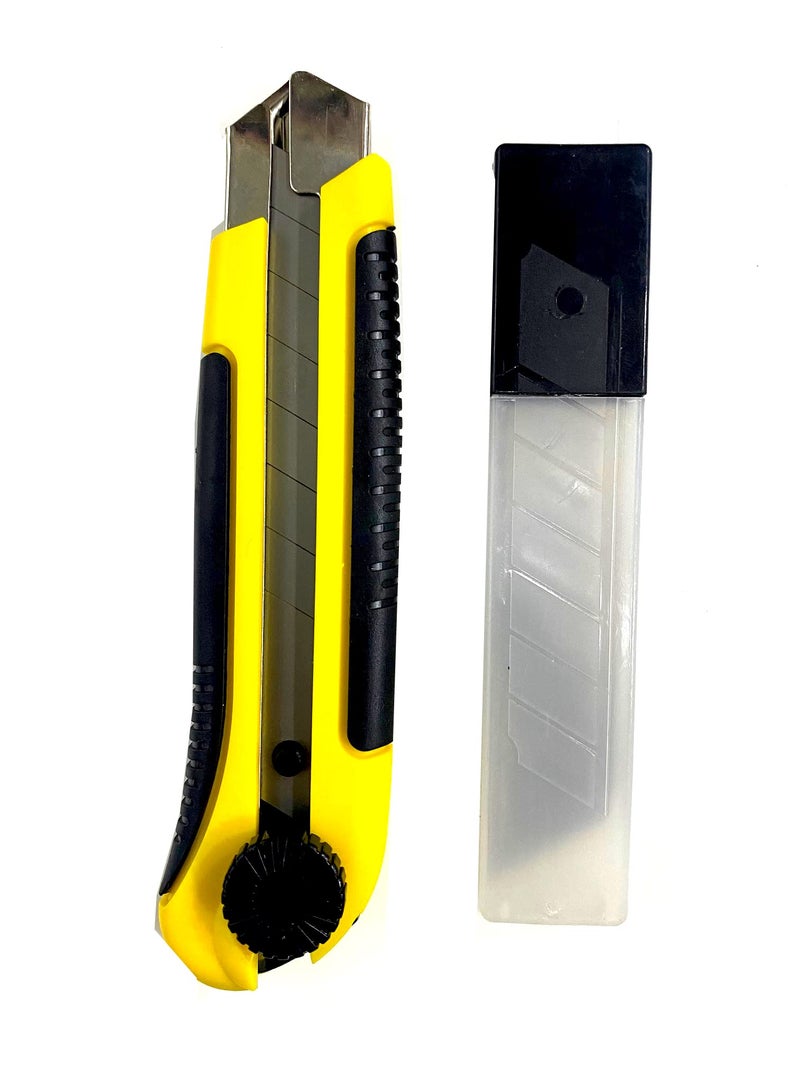 Jon Bhandari Tools Heavy-Duty Utility Knife – 25mm Steel Blade Cutter with Ergonomic Grip for Precision Cutting of Plastic, Cardboard, Wood, Textiles, Carpet, Leather, Drywall, Cloth & More - Image 1
