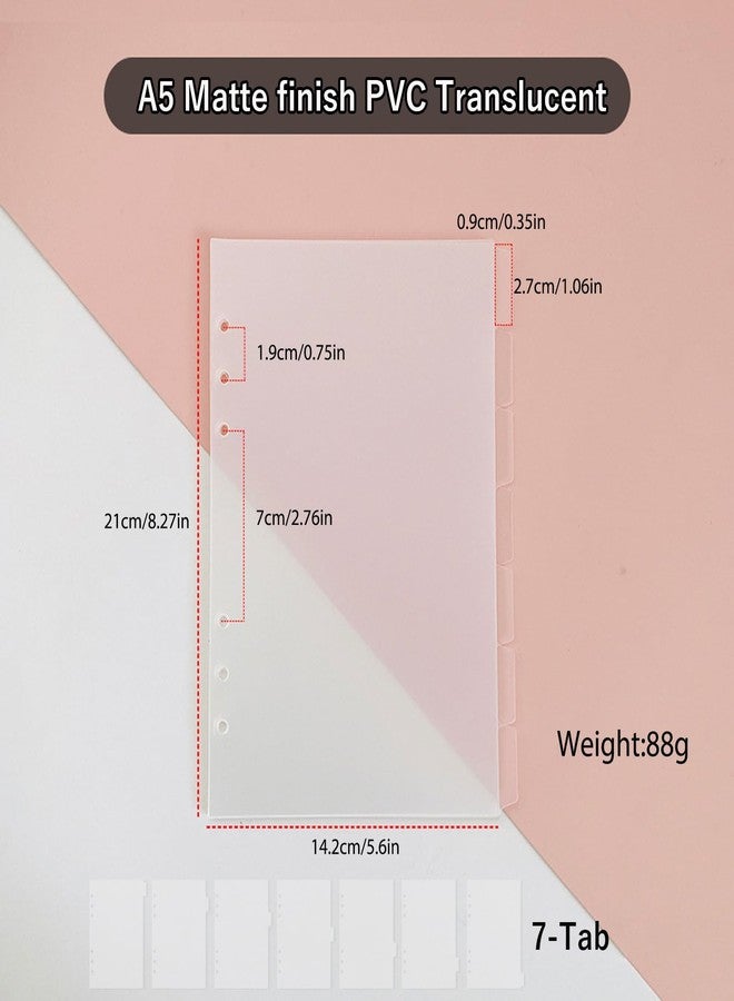 DY.2ten Clear Binder Dividers for 6-Holes Ring Binder, 1/7 Cut Tabs, A5 Size, Sturdy Plastic Dividers with 7 Tabs for School Office Home, 2 Sets, 14 Dividers, 2 Tab Stickers. - Image 3