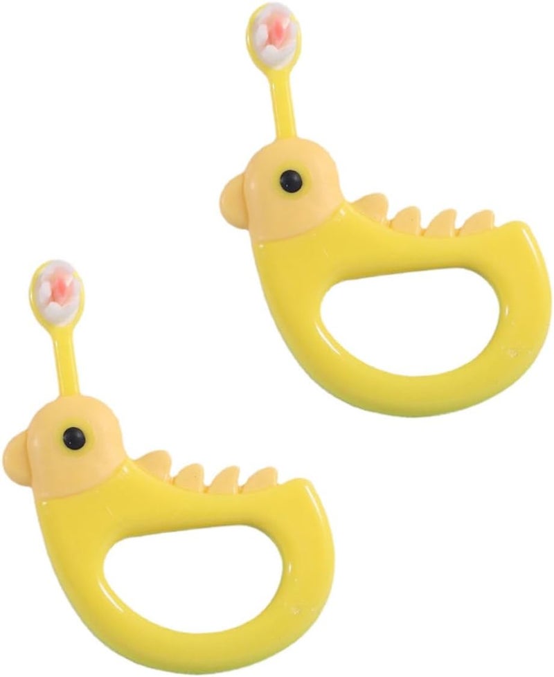 Outanaya 2Pcs Adorable Toothbrushes Soft Bristle Tooth Brushes for Comfortable Grip Durable Material for Boys and Easy to Carry and Store Yellow - Image 1