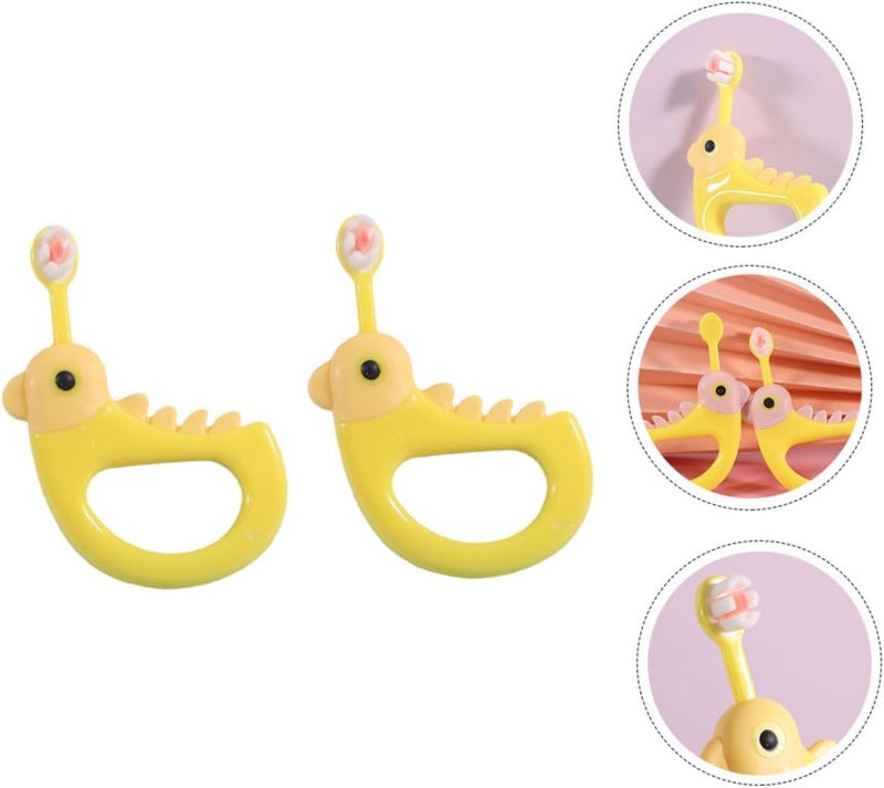 Outanaya 2Pcs Adorable Toothbrushes Soft Bristle Tooth Brushes for Comfortable Grip Durable Material for Boys and Easy to Carry and Store Yellow - Image 4