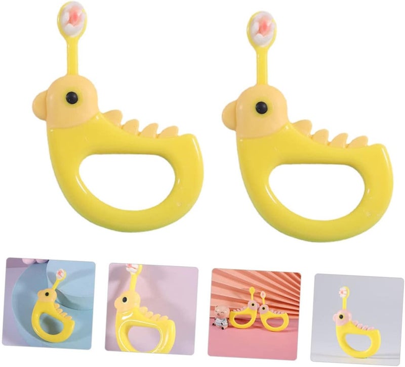 Outanaya 2Pcs Adorable Toothbrushes Soft Bristle Tooth Brushes for Comfortable Grip Durable Material for Boys and Easy to Carry and Store Yellow - Image 3