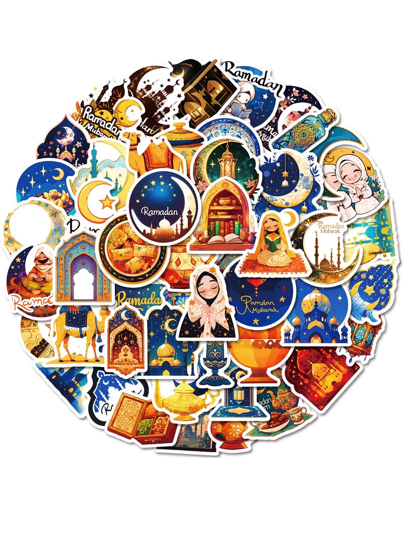 maffick Ramadan Kareem Sticker Set - 4 Packs Islamic Eid Mubarak & Ramadan Decorations | Arabic Calligraphy, Moon, Lanterns, Mosques | Waterproof Vinyl for Party Favors, Gifts, DIY Crafts - Image 2