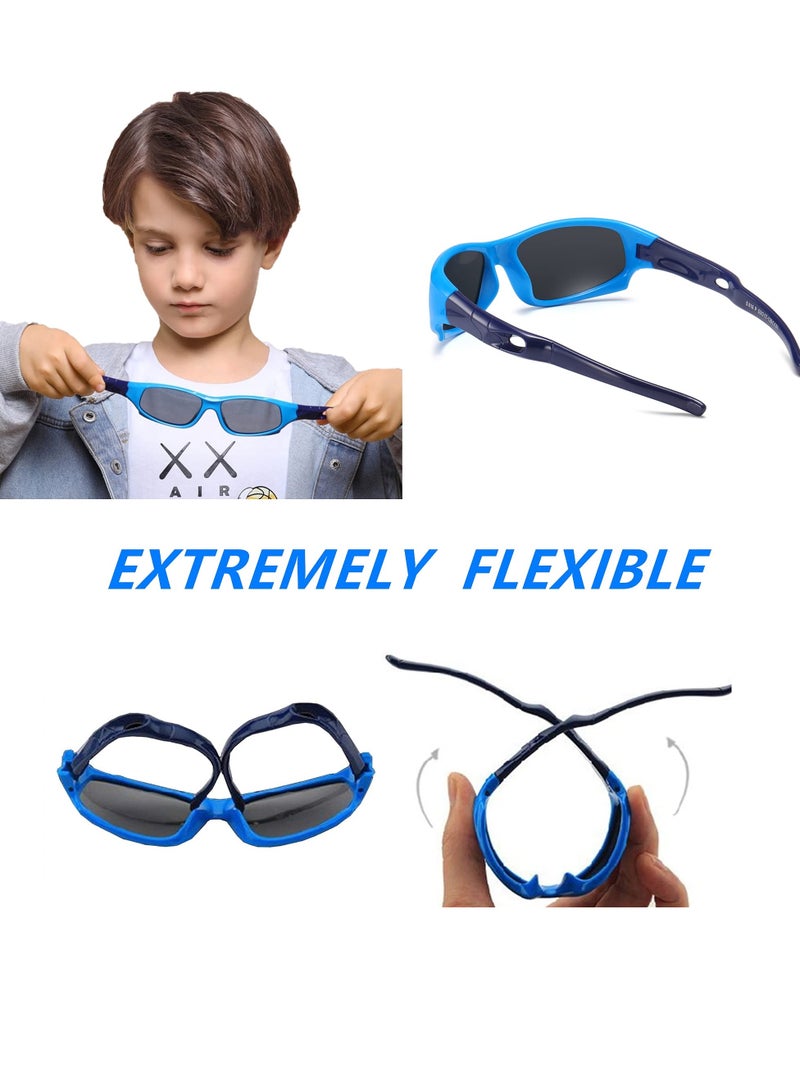 نظارات شمسية متينة وم polarized للأطفال، عبوة 3 نظارات رياضية غير قابلة للكسر للأولاد والبنات، مثالية للفئات العمرية من 3 إلى 10 سنوات، رائعة للمغامرات في الهواء الطلق - Image 3