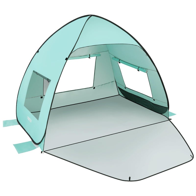 TOBTOS UPF 50+ Easy Pop Up Beach Tent 3-4 Person Sun Shelter Instant Automatic Beach Shade, Portable Sunshade with Extendable Floor (Mint Green) - Image 1
