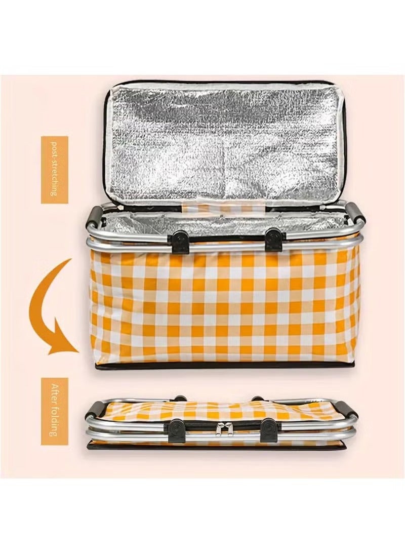 Arabest Insulated Picnic Basket Cooler Bag with Leak-Proof Liner, 26L Large Capacity for 12 Adults, Picnic Basket with Sturdy Handles for Outdoor Activities, Travel, Beach, Camping (Yellow) - Image 5