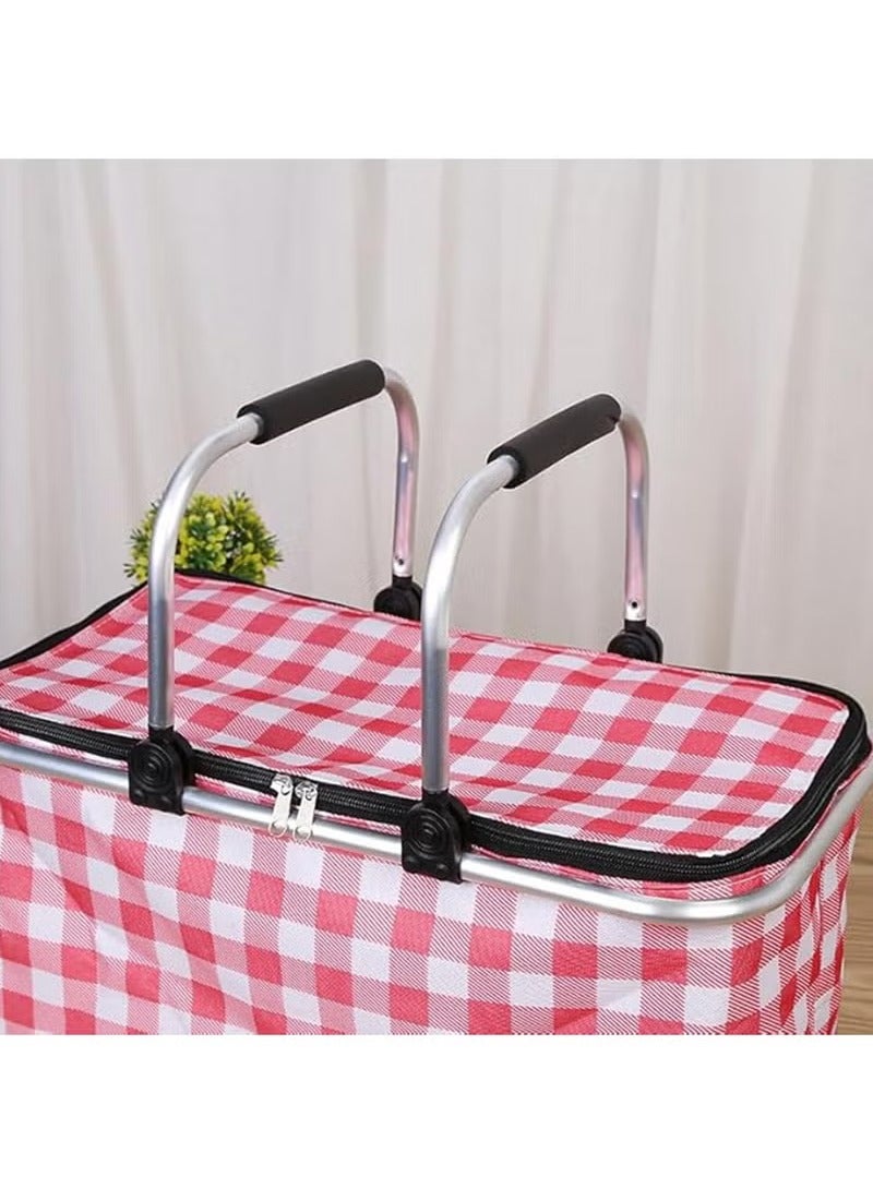 Arabest Insulated Picnic Basket Cooler Bag with Leak-Proof Liner, 26L Large Capacity for 12 Adults, Picnic Basket with Sturdy Handles for Outdoor Activities, Travel, Beach, Camping (Yellow) - Image 2