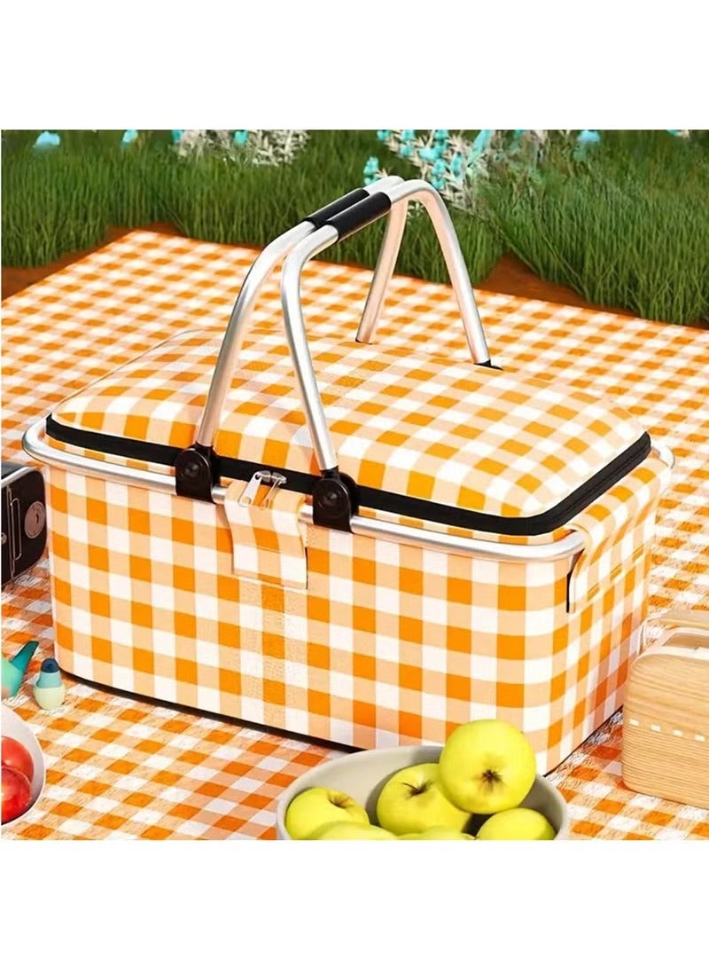 Arabest Insulated Picnic Basket Cooler Bag with Leak-Proof Liner, 26L Large Capacity for 12 Adults, Picnic Basket with Sturdy Handles for Outdoor Activities, Travel, Beach, Camping (Yellow) - Image 1
